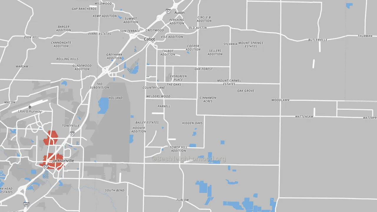 Transit Grade map of Lonoke County, AR