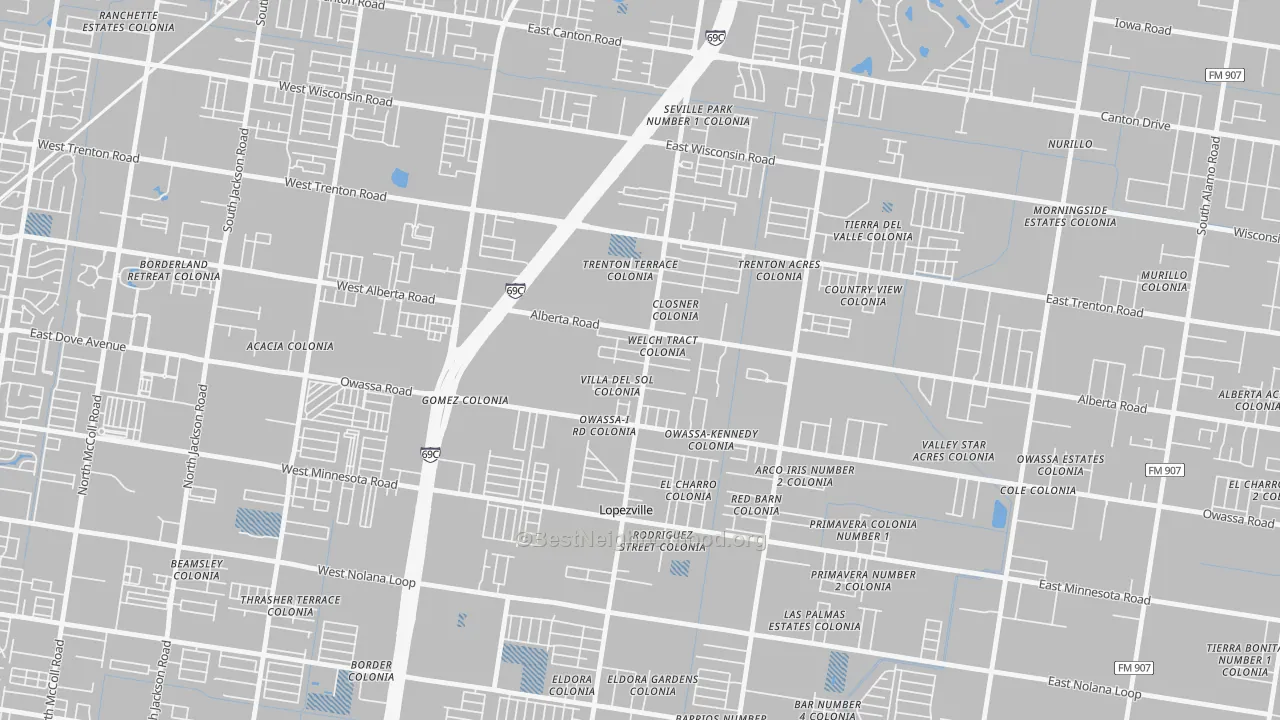Transit Grade map of Lopezville, TX
