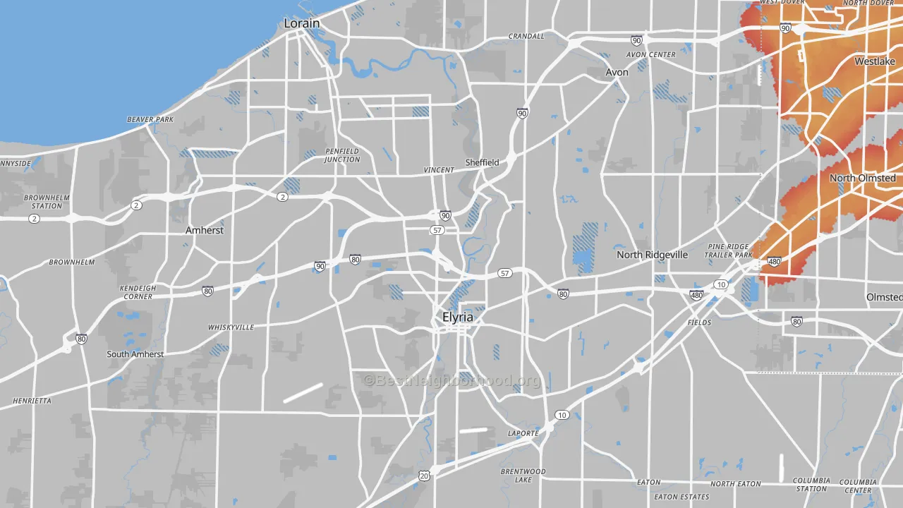Transit Grade map of Lorain County, OH