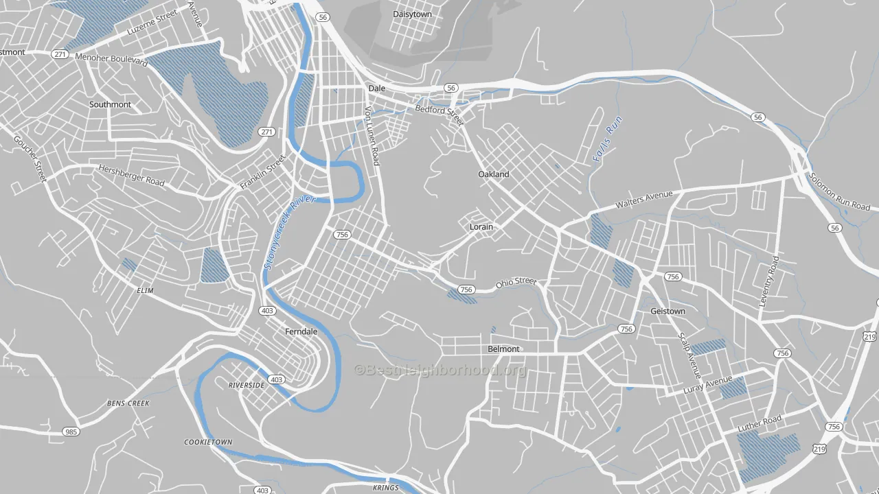 Transit Grade map of Lorain, PA