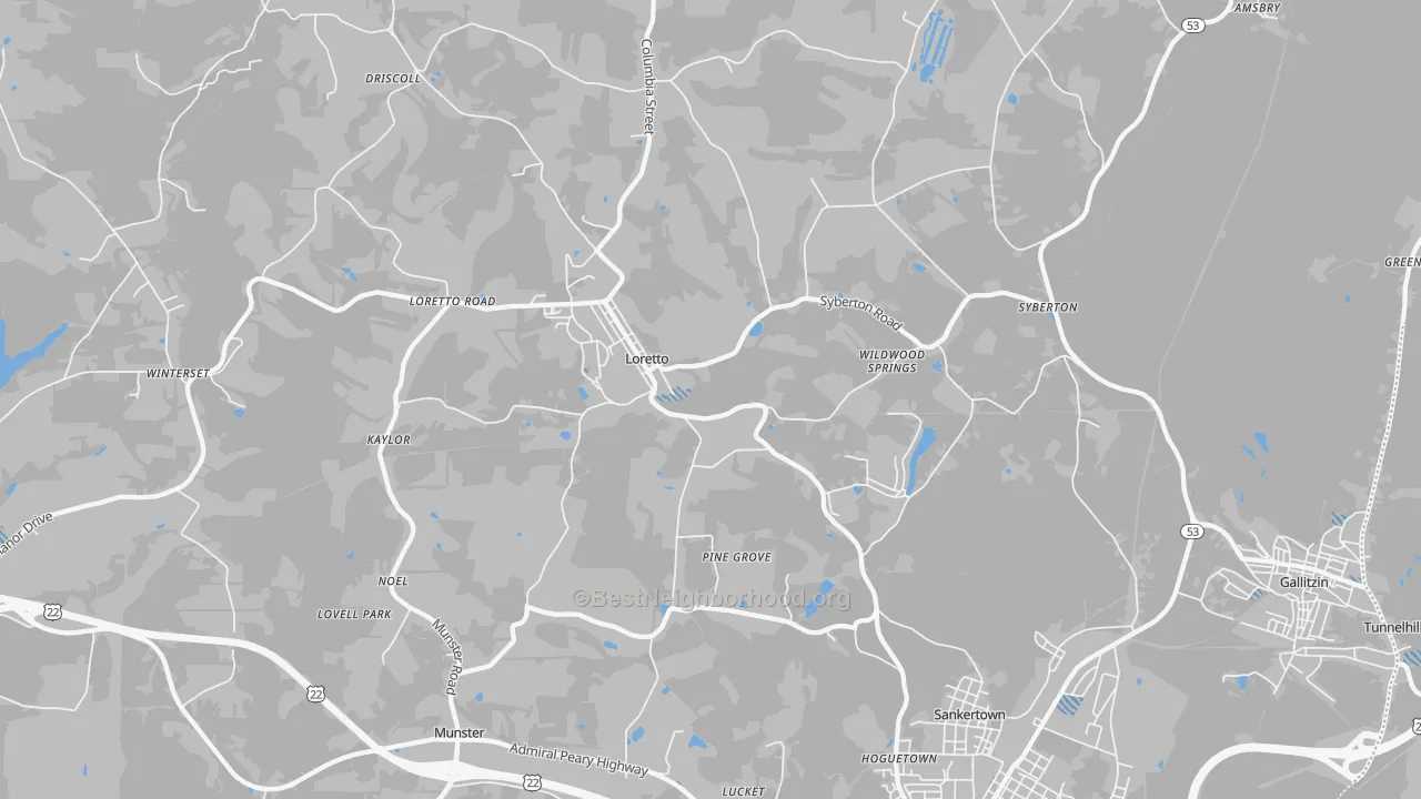 Transit Grade map of Loretto, PA