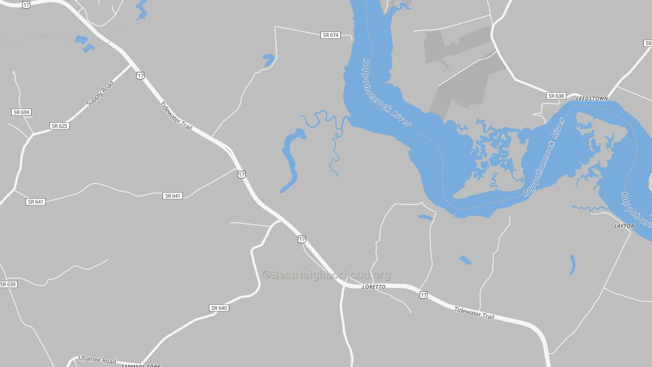 Transit Grade map of Loretto, VA