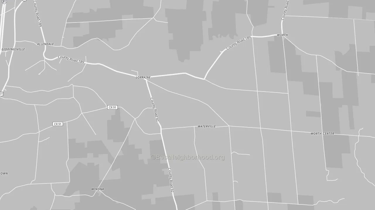 Transit Grade map of Lorraine, NY