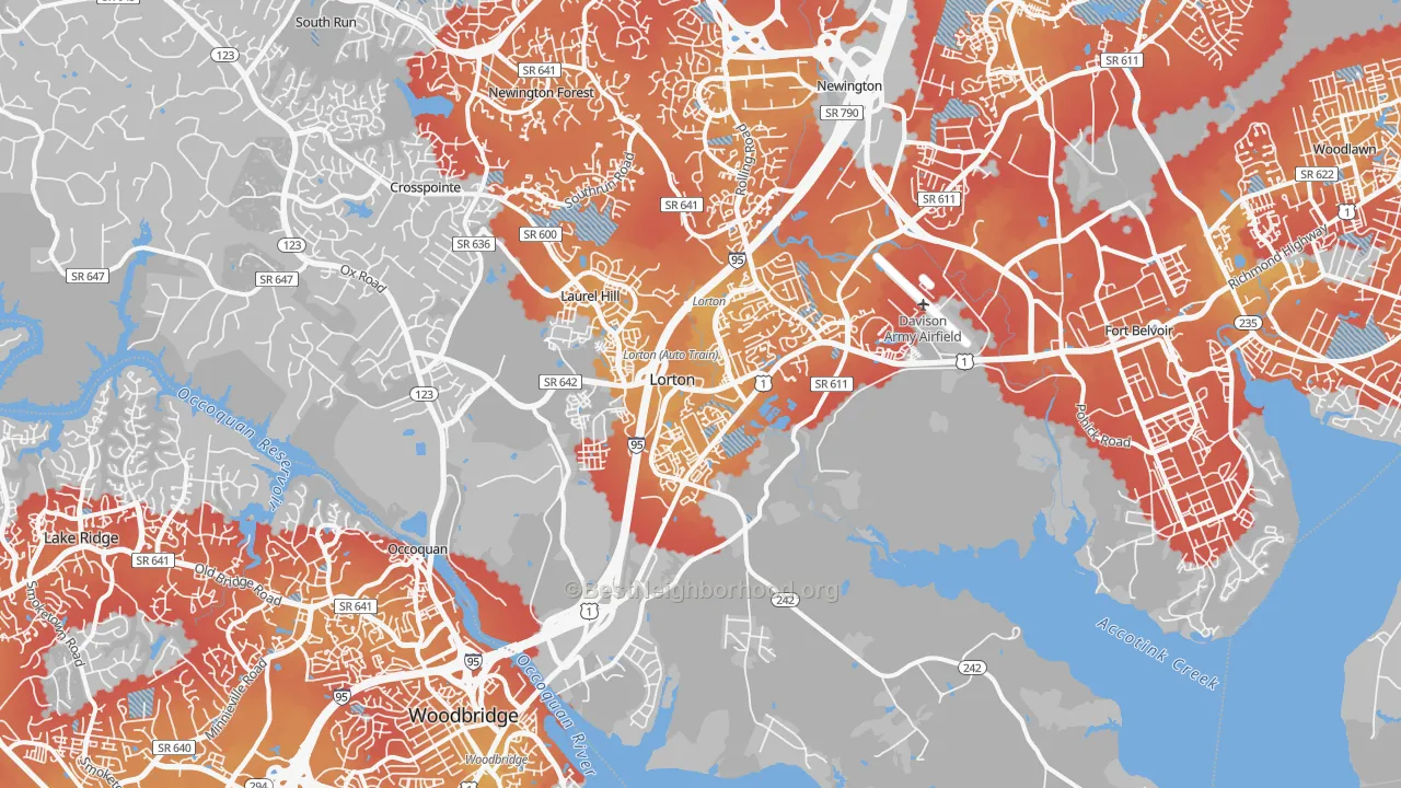 Transit Grade map of Lorton, VA