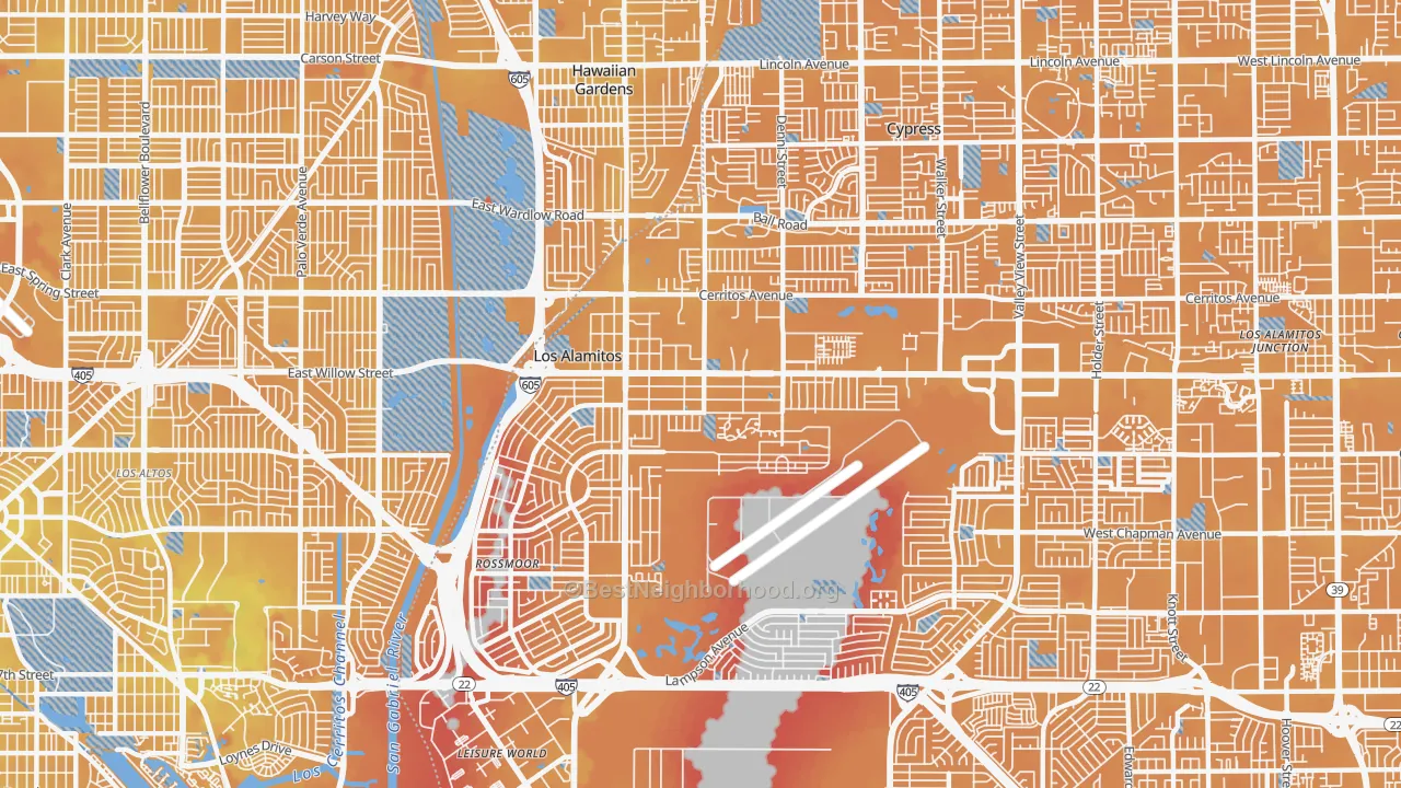 Transit Grade map of Los Alamitos, CA