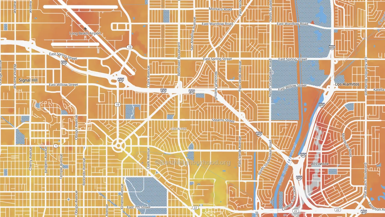Transit Grade map of Los Altos, Long Beach, CA