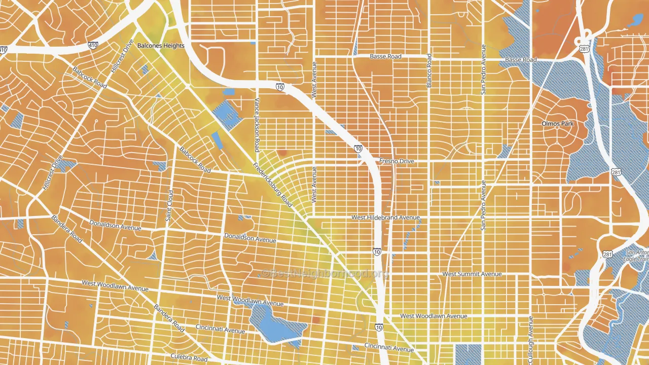 Transit Grade map of Los Angeles Heights-Keystone, San Antonio, TX