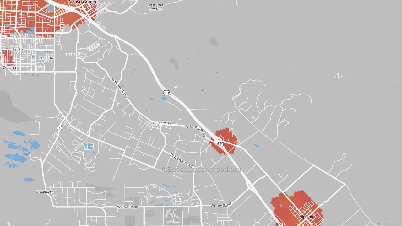 Transit Grade map of Los Berros, CA