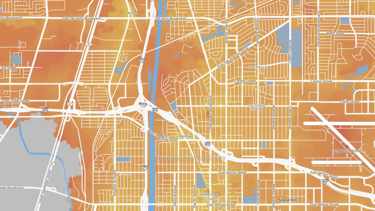 Transit Grade map of Los Cerritos, Long Beach, CA