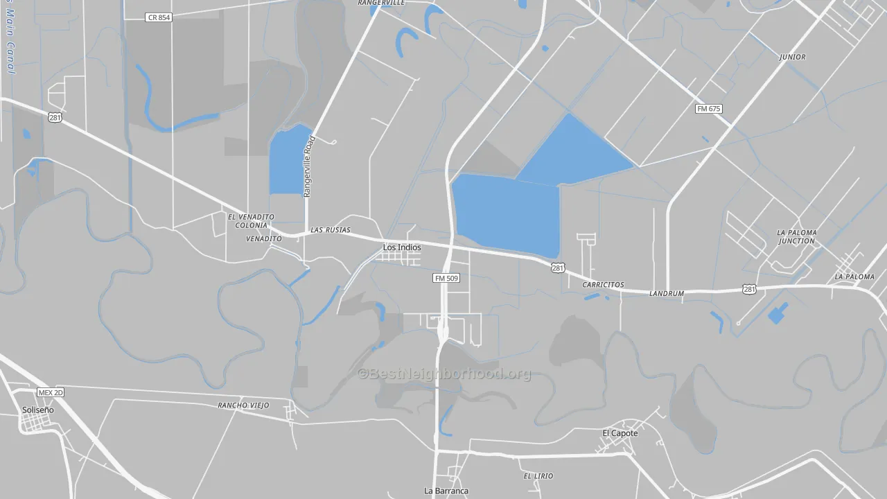 Transit Grade map of Los Indios, TX