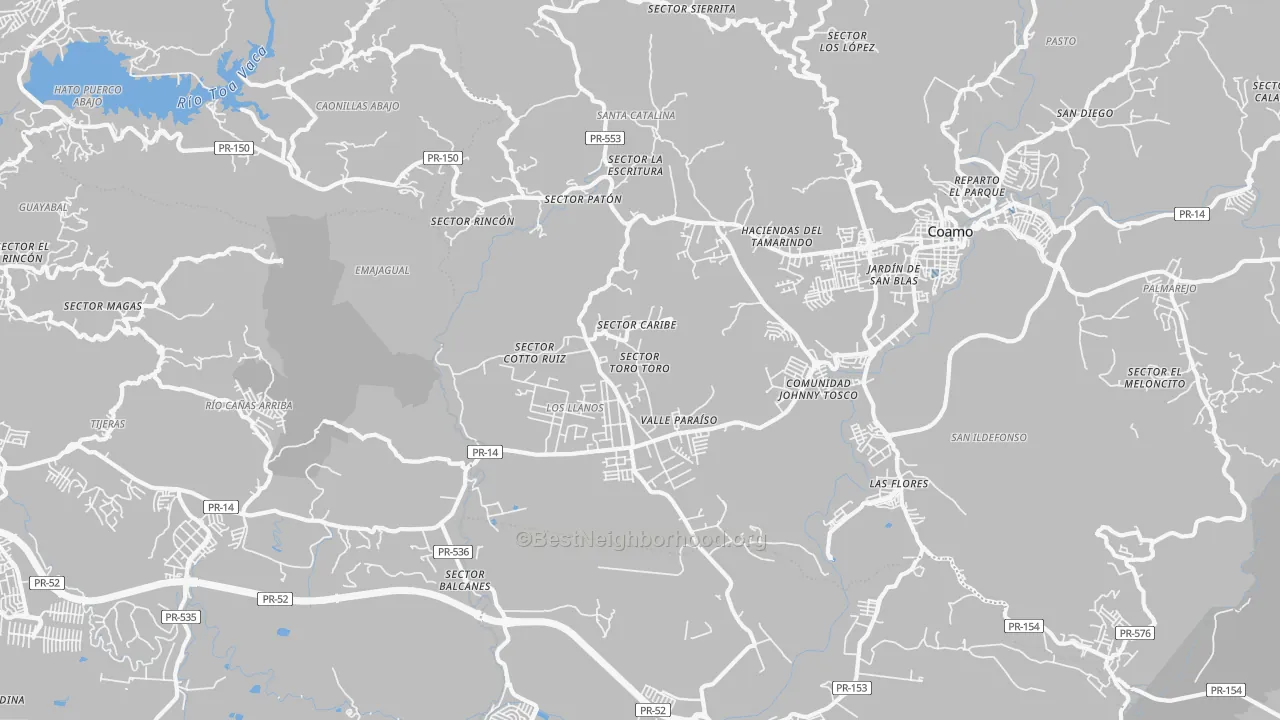 Transit Grade map of Los Llanos, PR