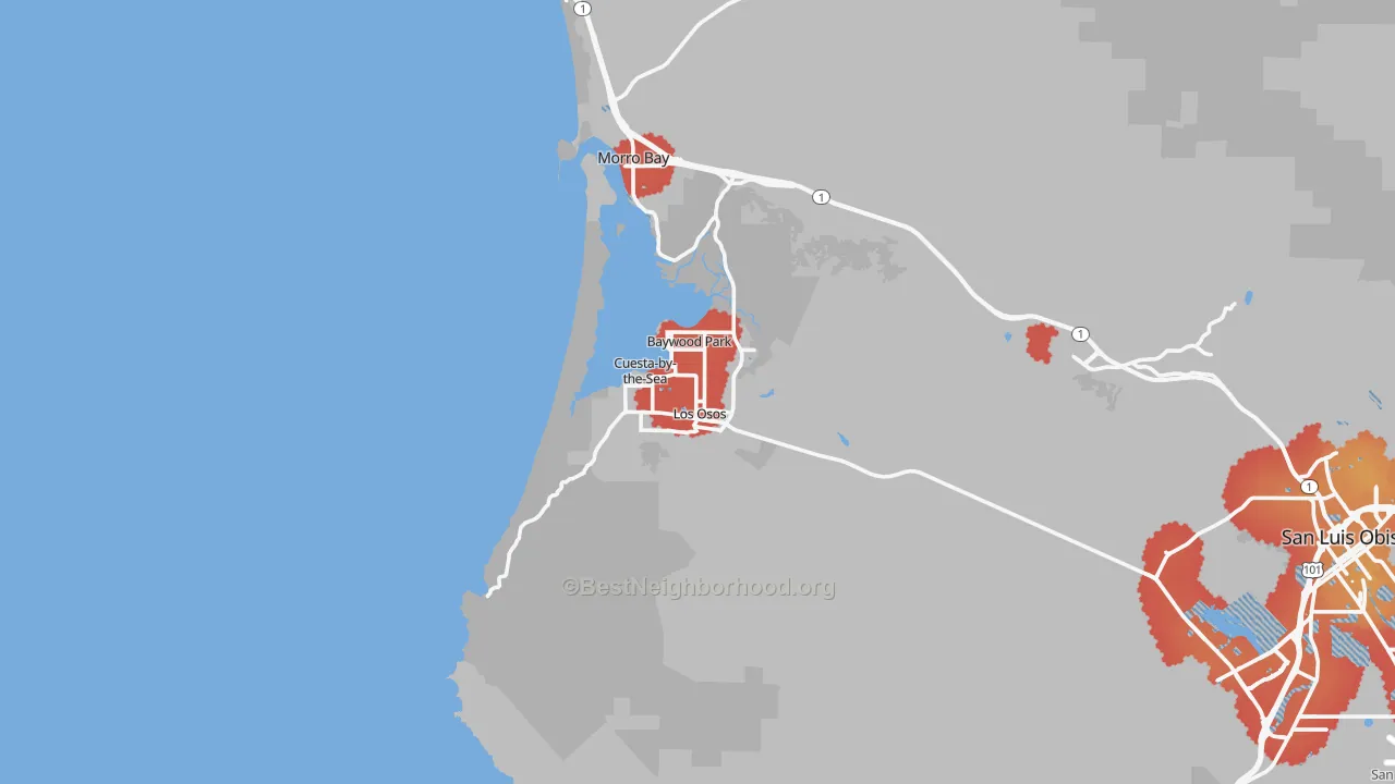 Transit Grade map of Los Osos, CA