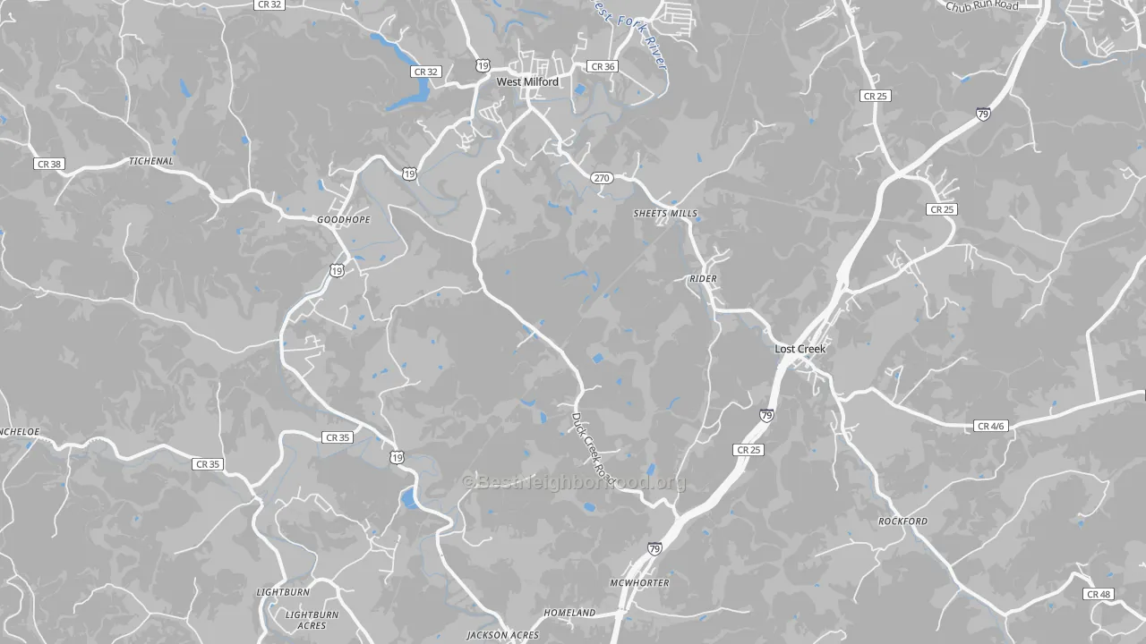 Transit Grade map of Lost Creek, WV