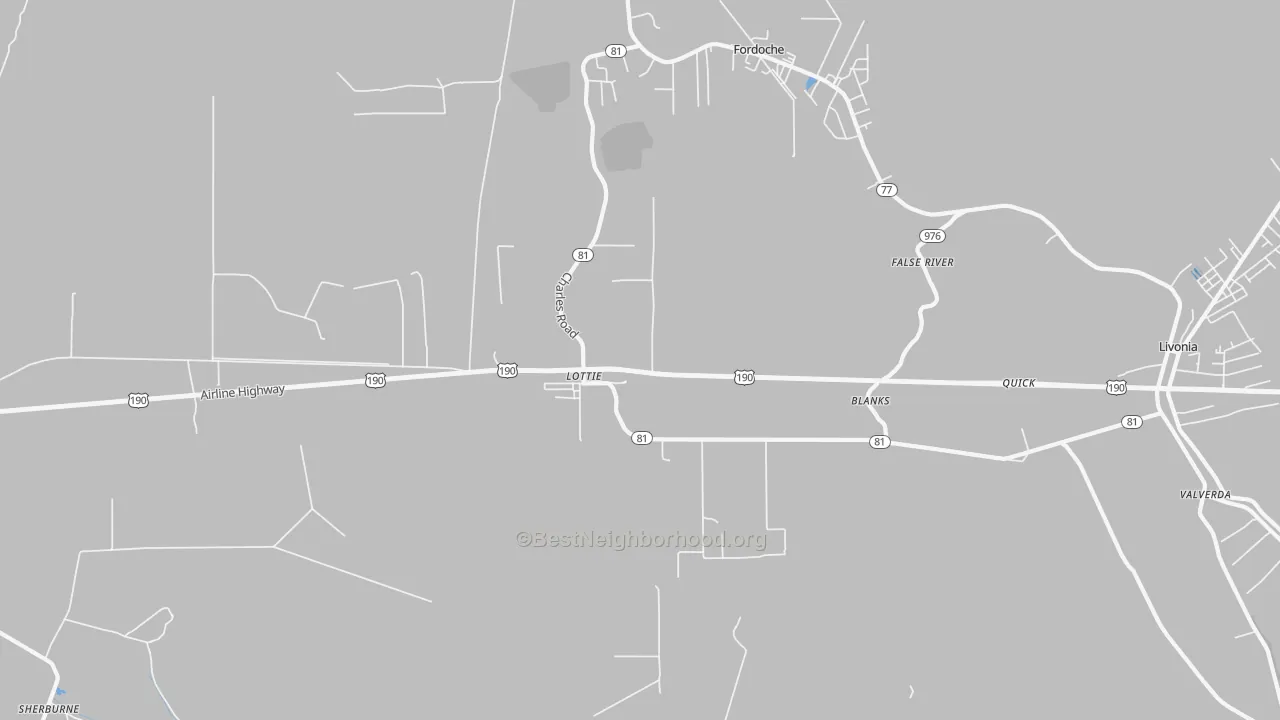 Transit Grade map of Lottie, LA