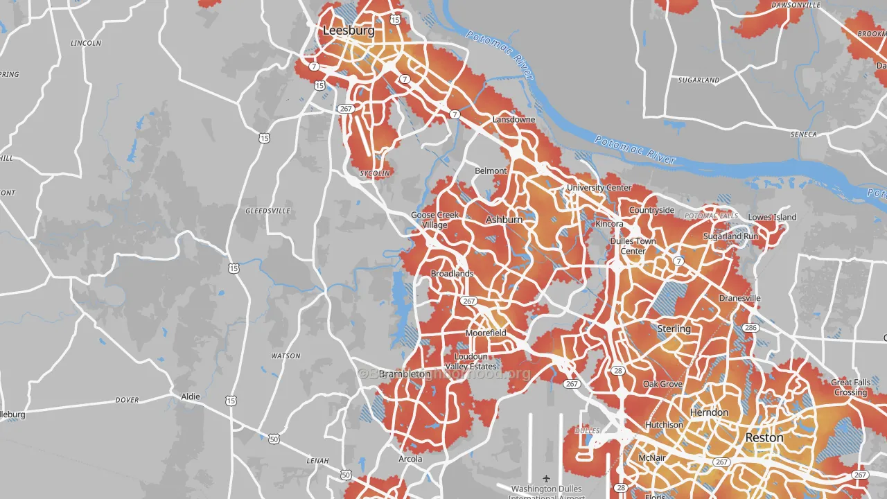 Transit Grade map of Loudoun County, VA