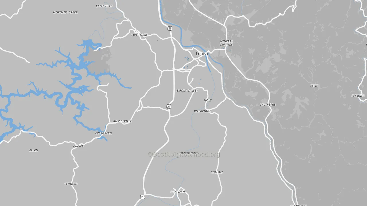 Transit Grade map of Louisa, KY