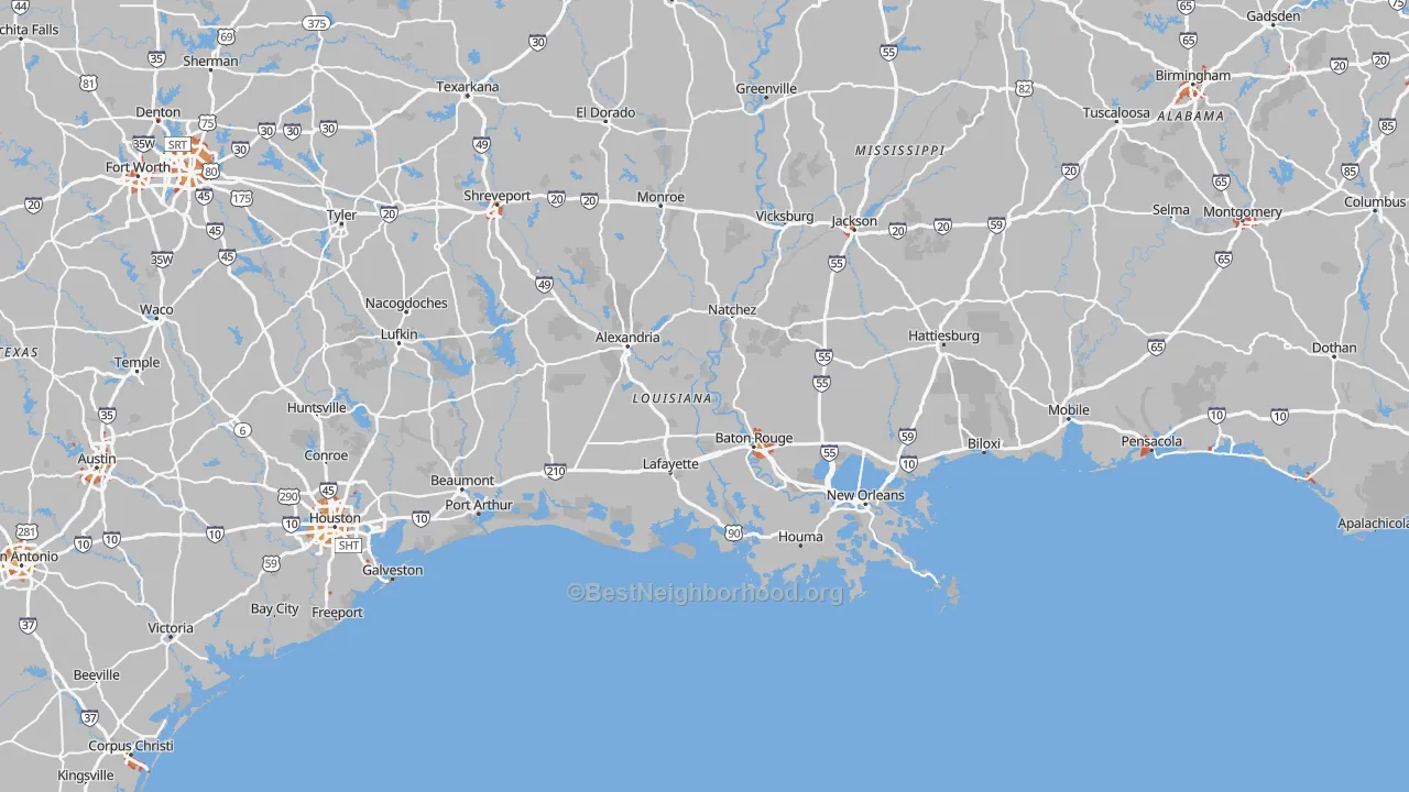 Transit Grade map of Louisiana