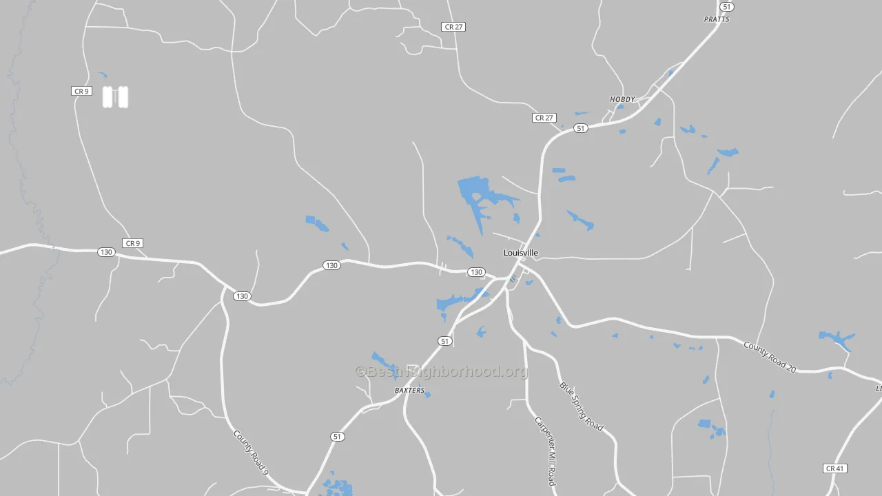 Transit Grade map of Louisville, AL