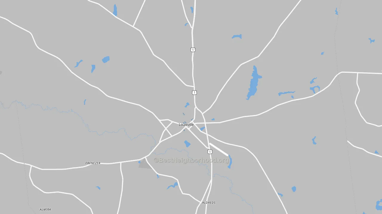 Transit Grade map of Louisville, GA