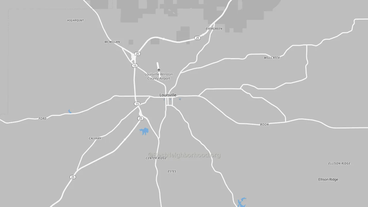 Transit Grade map of Louisville, MS