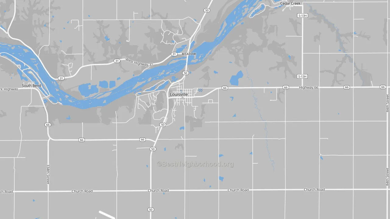 Transit Grade map of Louisville, NE