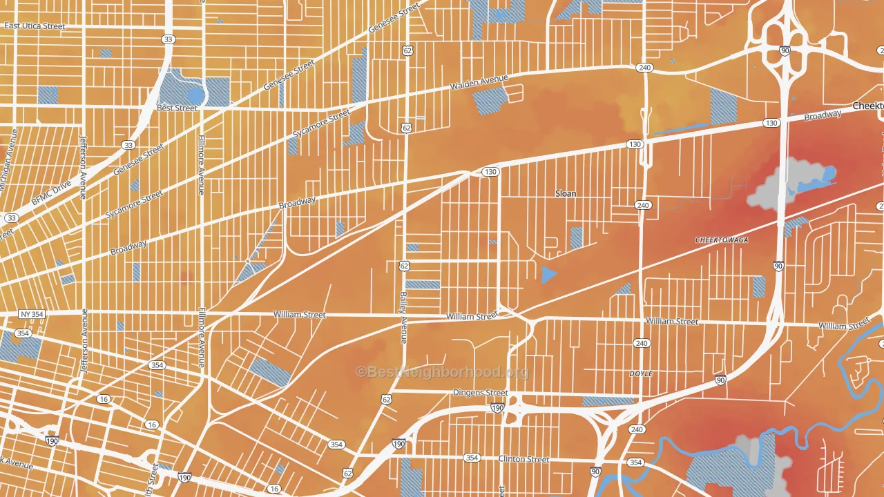 Transit Grade map of Lovejoy, Buffalo, NY