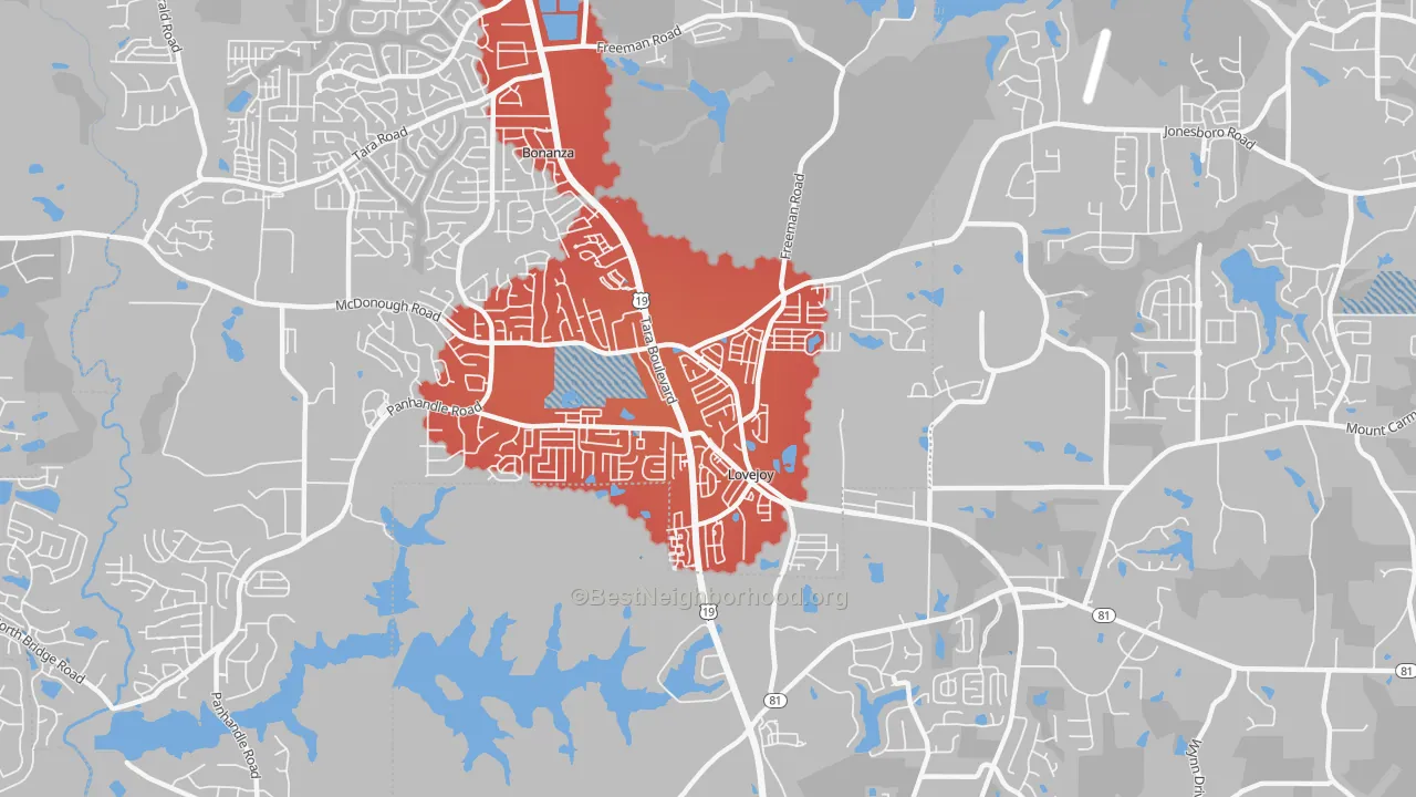 Transit Grade map of Lovejoy, GA