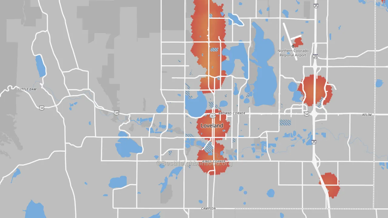 Transit Grade map of Loveland, CO