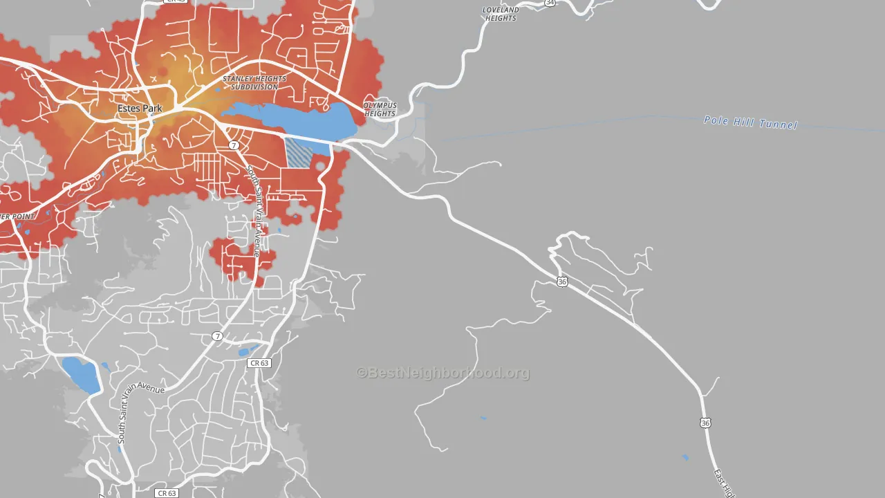 Transit Grade map of Loveland Heights, CO