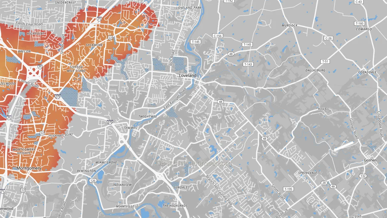 Transit Grade map of Loveland, OH