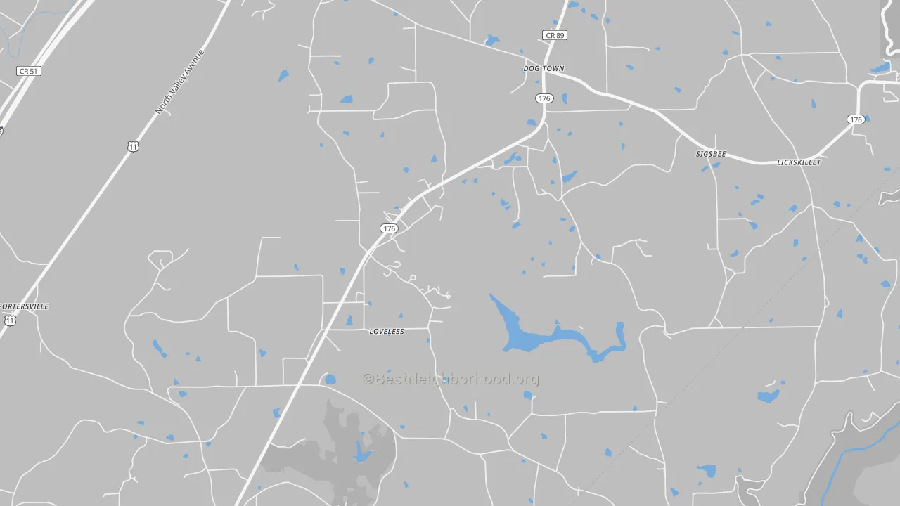 Transit Grade map of Loveless, AL