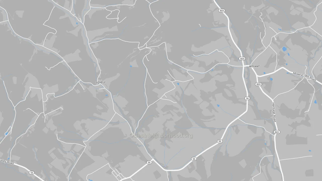 Transit Grade map of Lovely, PA