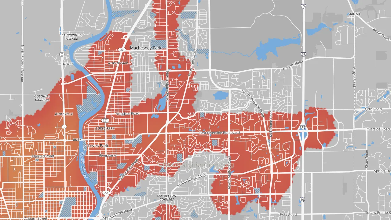 Transit Grade map of Loves Park, IL