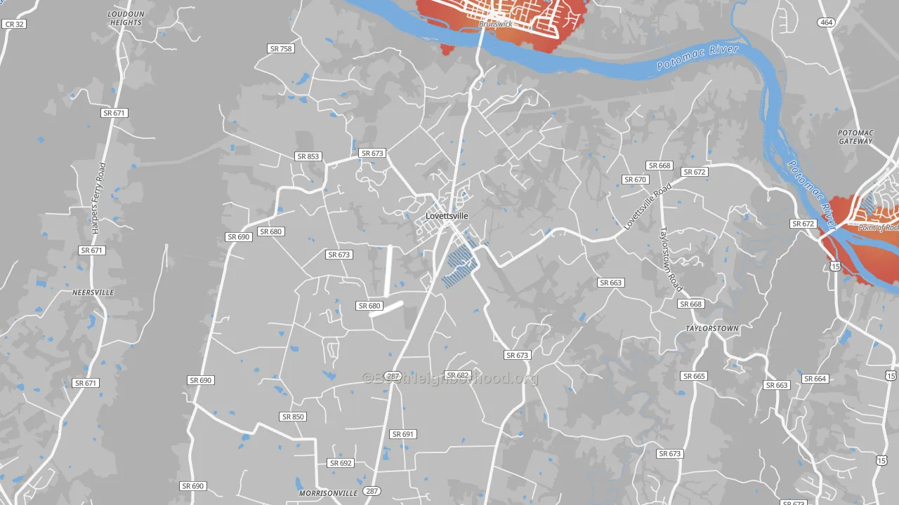 Transit Grade map of Lovettsville, VA