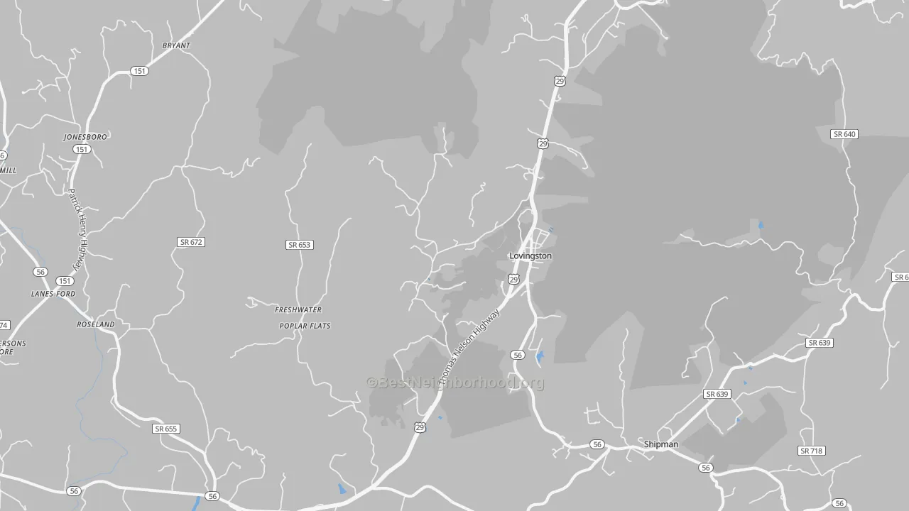Transit Grade map of Lovingston, VA