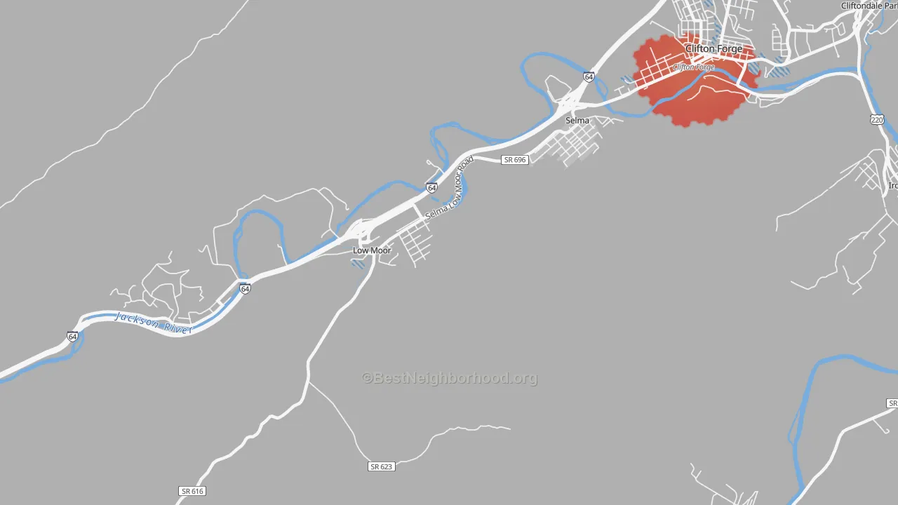 Transit Grade map of Low Moor, VA