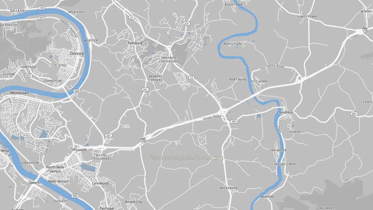 Transit Grade map of Lowber, PA