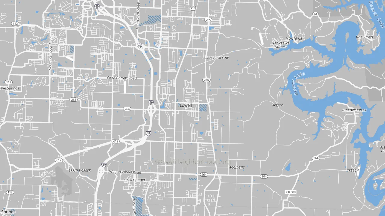 Transit Grade map of Lowell, AR