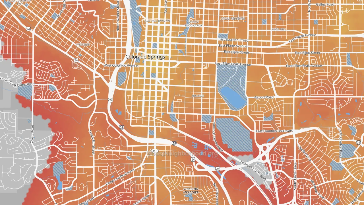 Transit Grade map of Lowell, Colorado Springs, CO