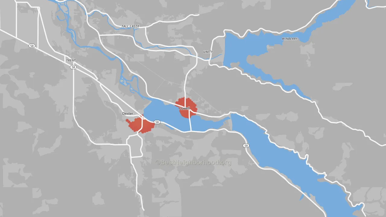 Transit Grade map of Lowell, OR