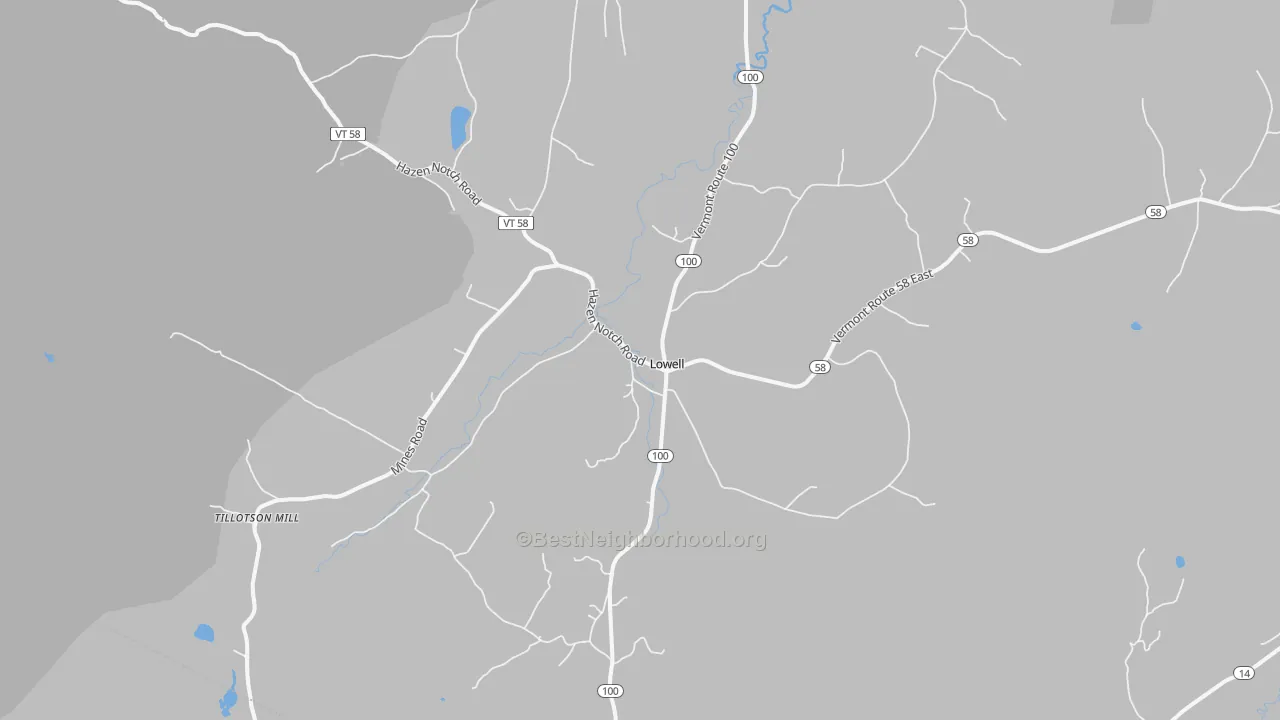 Transit Grade map of Lowell, VT