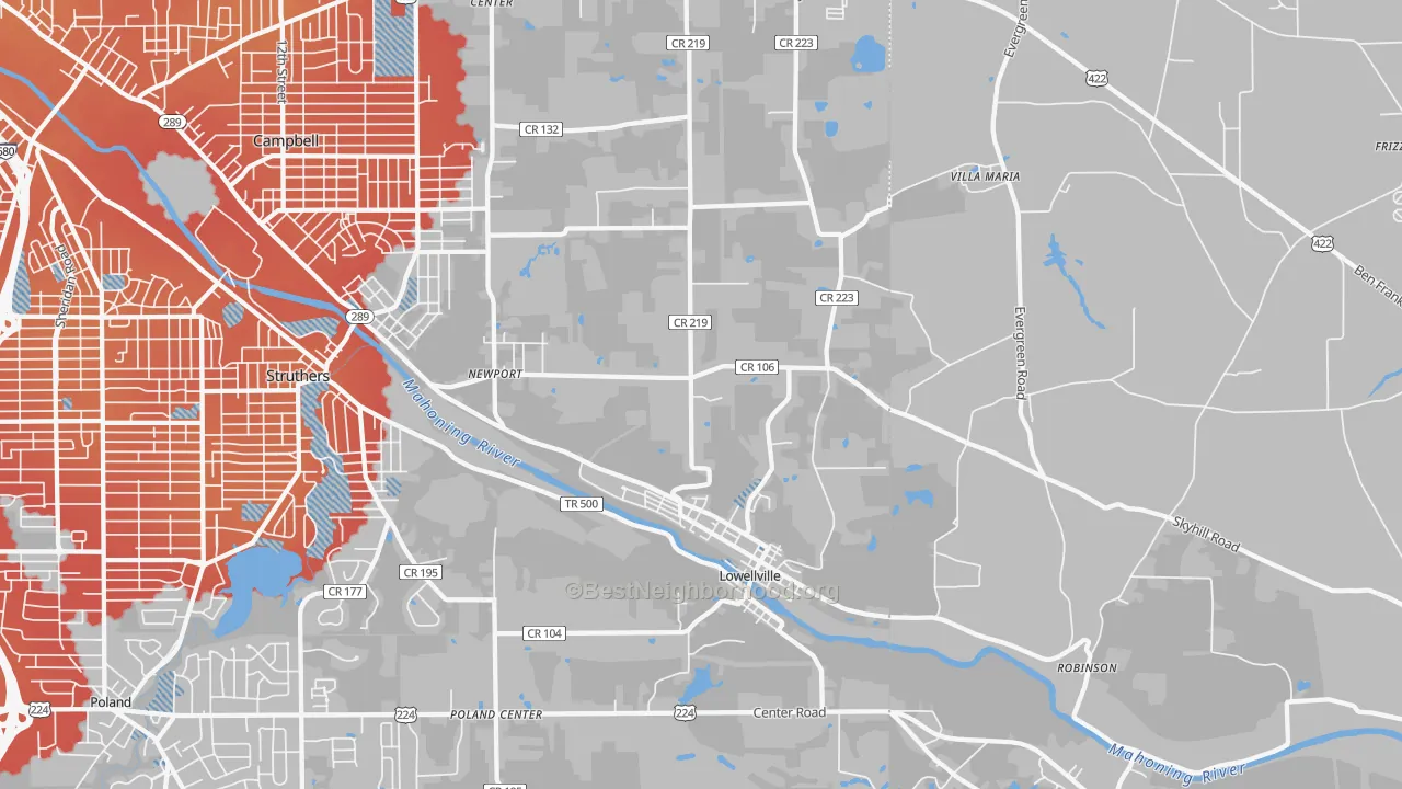 Transit Grade map of Lowellville, OH