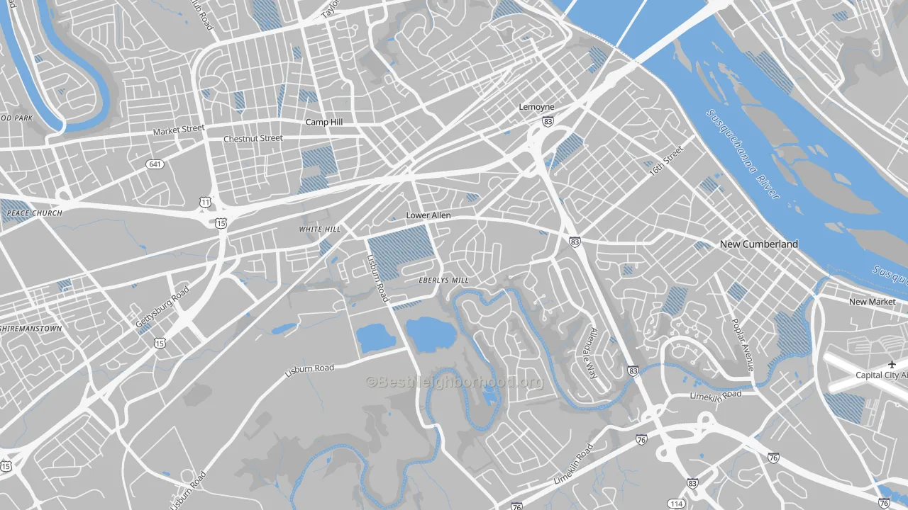 Transit Grade map of Lower Allen, PA