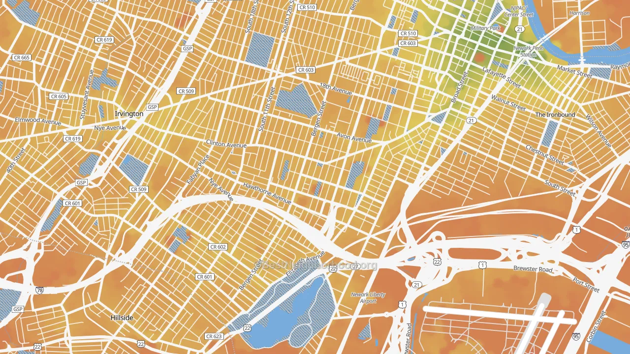 Transit Grade map of Lower Clinton Hill, Newark, NJ