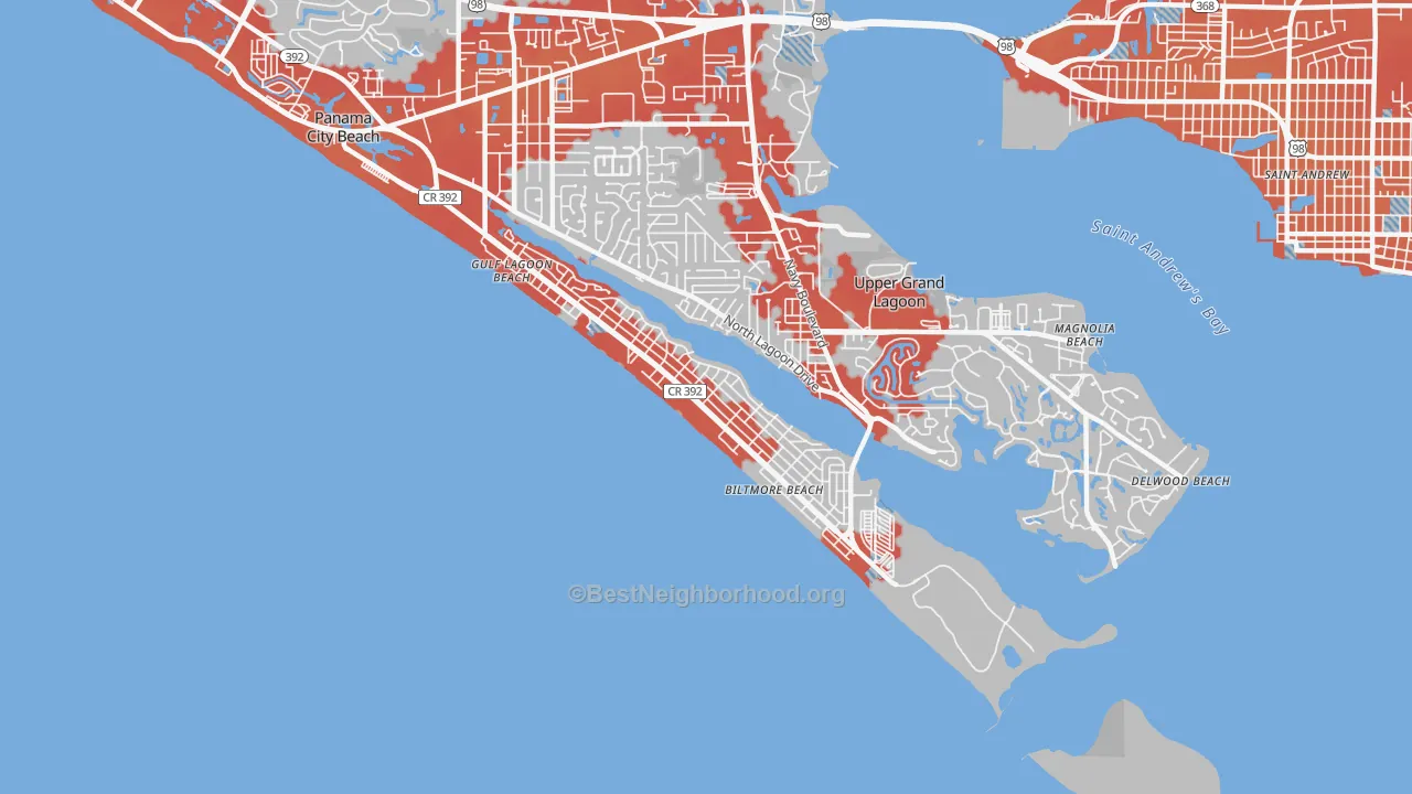 Transit Grade map of Lower Grand Lagoon, FL