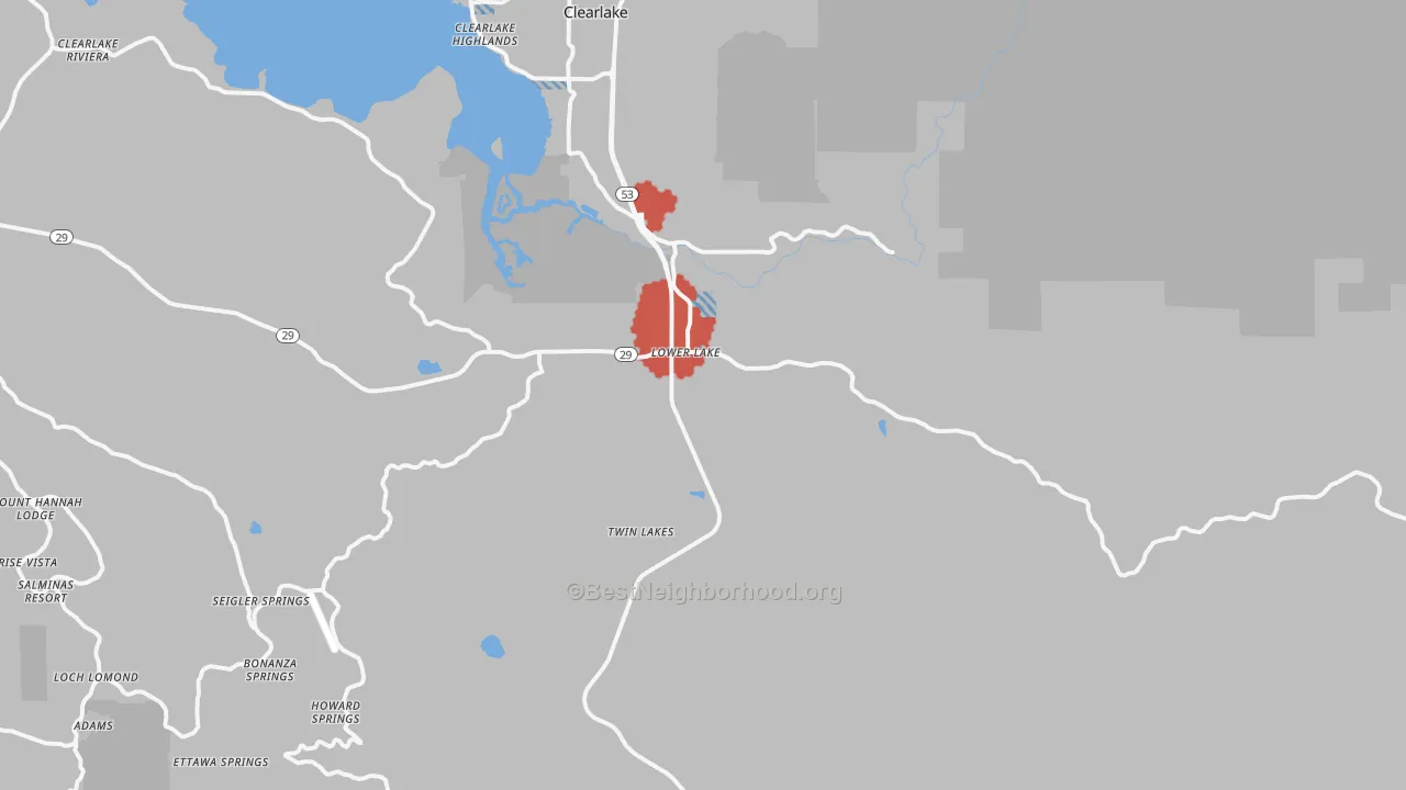 Transit Grade map of Lower Lake, CA