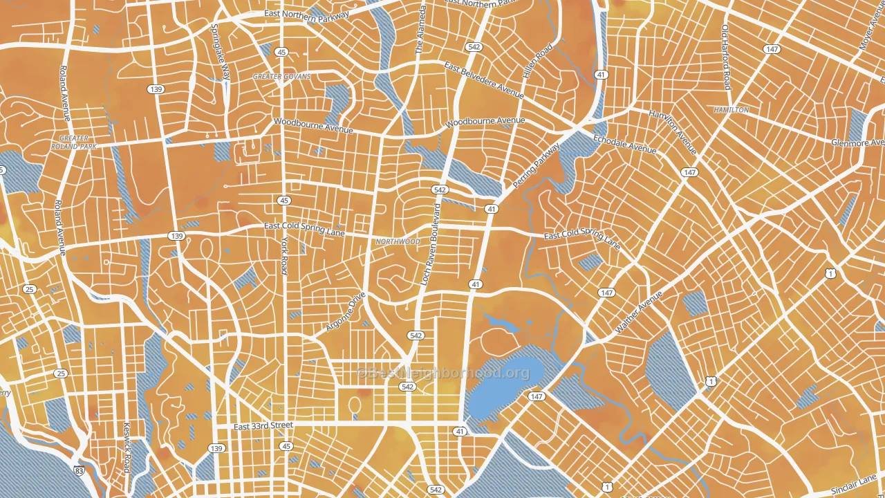 Transit Grade map of Lower Northwood, Baltimore, MD