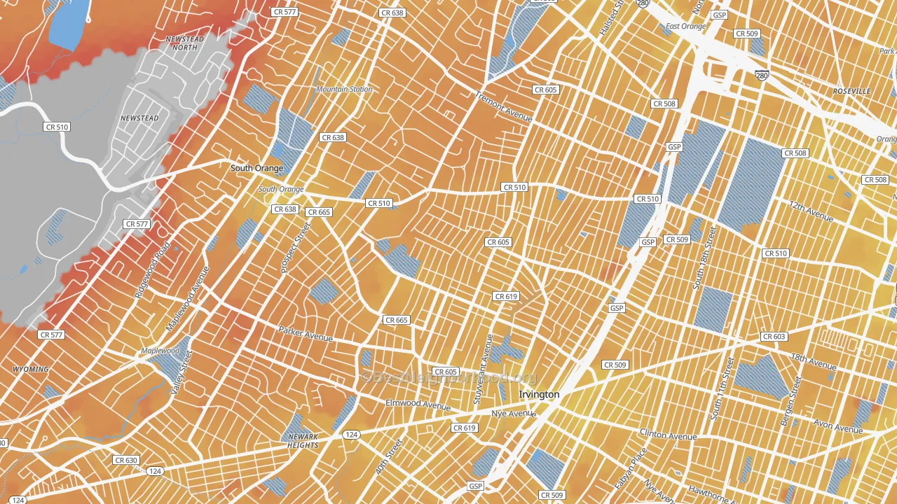 Transit Grade map of Lower Vailsburg, Newark, NJ