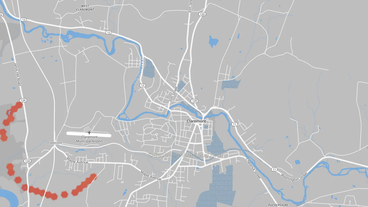 Transit Grade map of Lower Village District, Claremont, NH