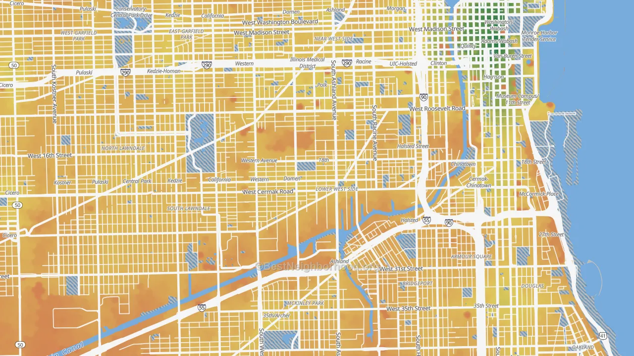 Transit Grade map of Lower West Side, Chicago, IL